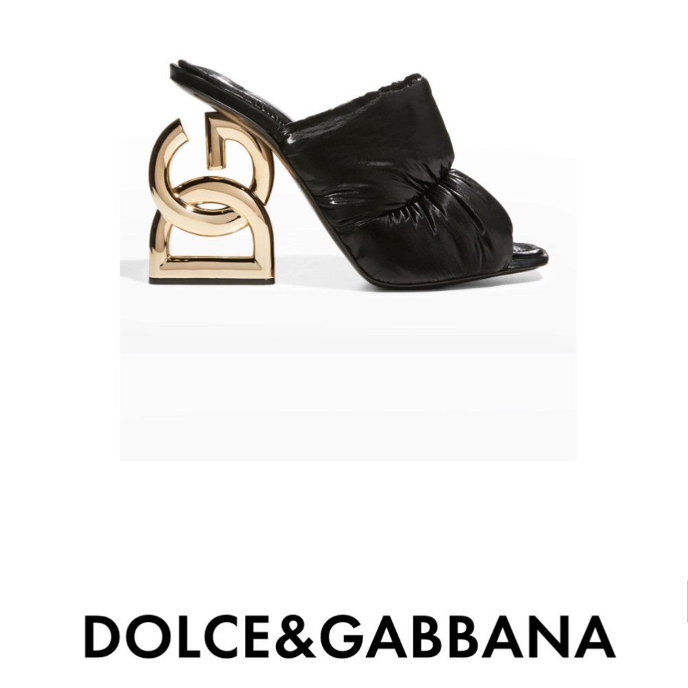 Dolce and Gabbana Black Quilted Nylon Heel Slide Sandals PRICING FIRM!!